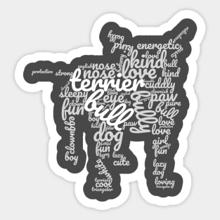 English Bull Terrier Silhouette Word Association Sticker